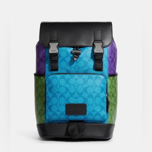 Coach Track Backpack in Signature Colorblock #C9837 - Picture 7 of 15
